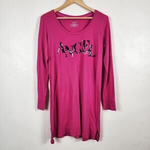 Victoria Secret VS Womens Pink Sparkle Cotton Blend Sleep Nightshirt Large Y2K